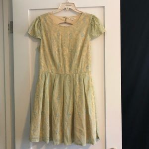 Yellow Lace Dress with Keyhole Back